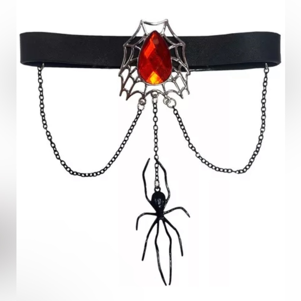 Spiderweb and Spider Faux Leather Choker NWT